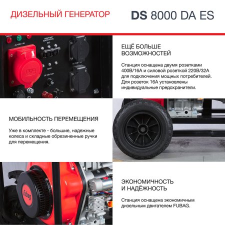 FUBAG Дизельный генератор (трехфазный) с электростартером и коннектором автоматики DS 8000 DA ES в Улан-Удэ фото
